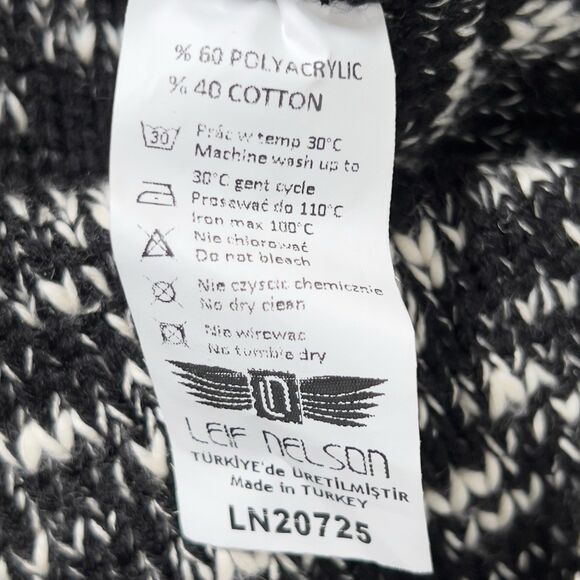 Leif Nelson Slim Fit Pullover Hooded Sweater Mens Sz L Black Marled - Picture 5 of 9